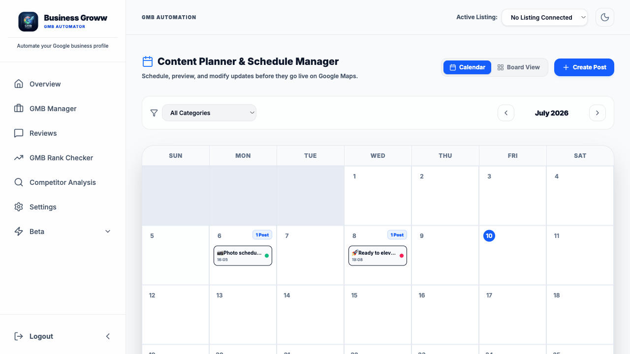 Google Post Scheduler live demo