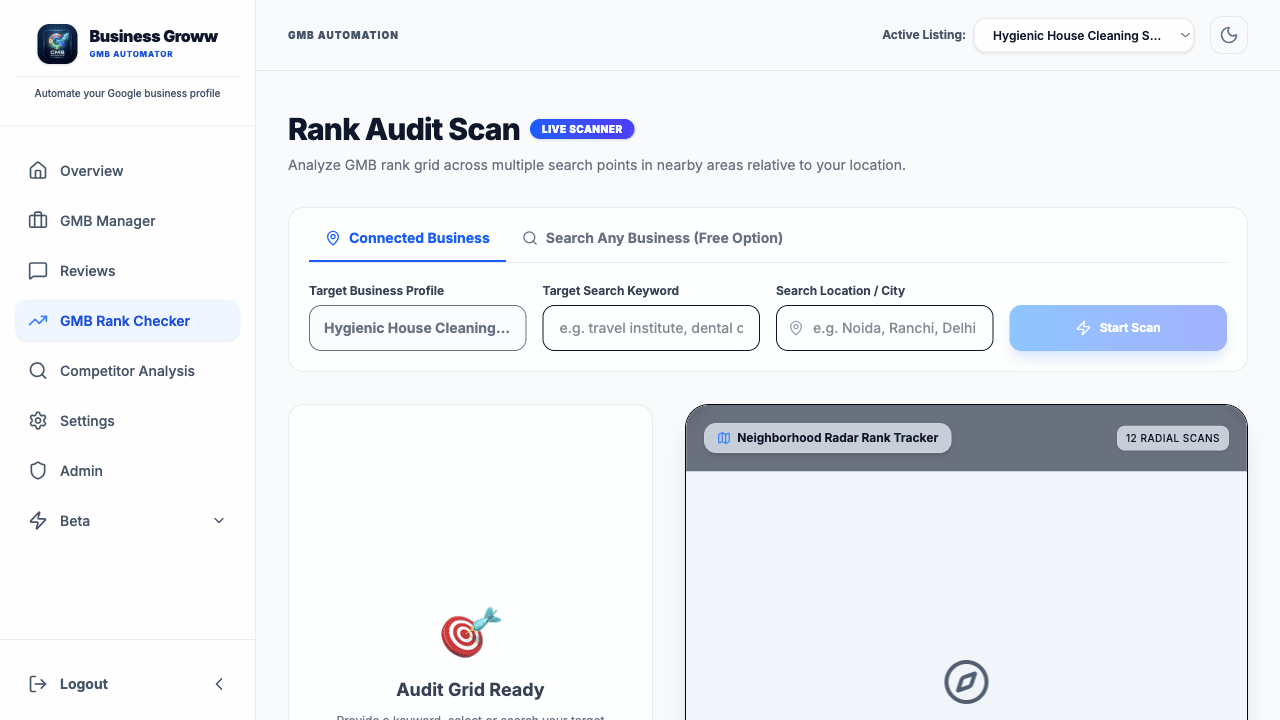 Google Maps Rank Tracker live demo